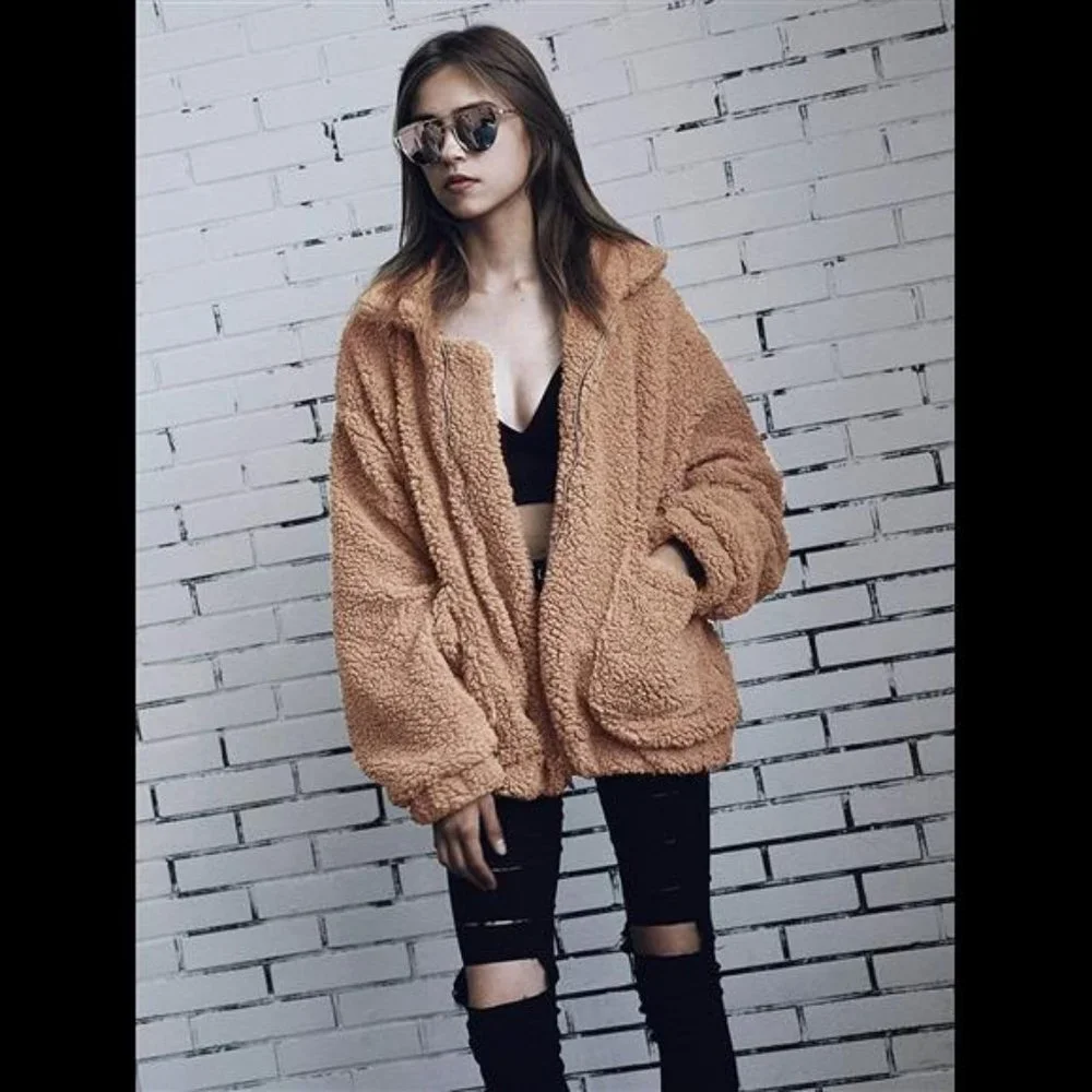 PRETTYGARDEN Women's 2022 Fashion Winter Coat Long Sleeve Lapel Zip Up Faux - Picture 4 of 6
